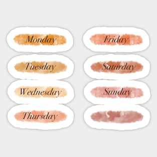 Russet Autumn / Fall Watercolor week day labels Sticker